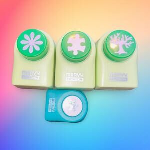 Marvy Uchida Paper Punch Lot of 4 Puzzle Piece Tree Flower Snowflake Scrapbook